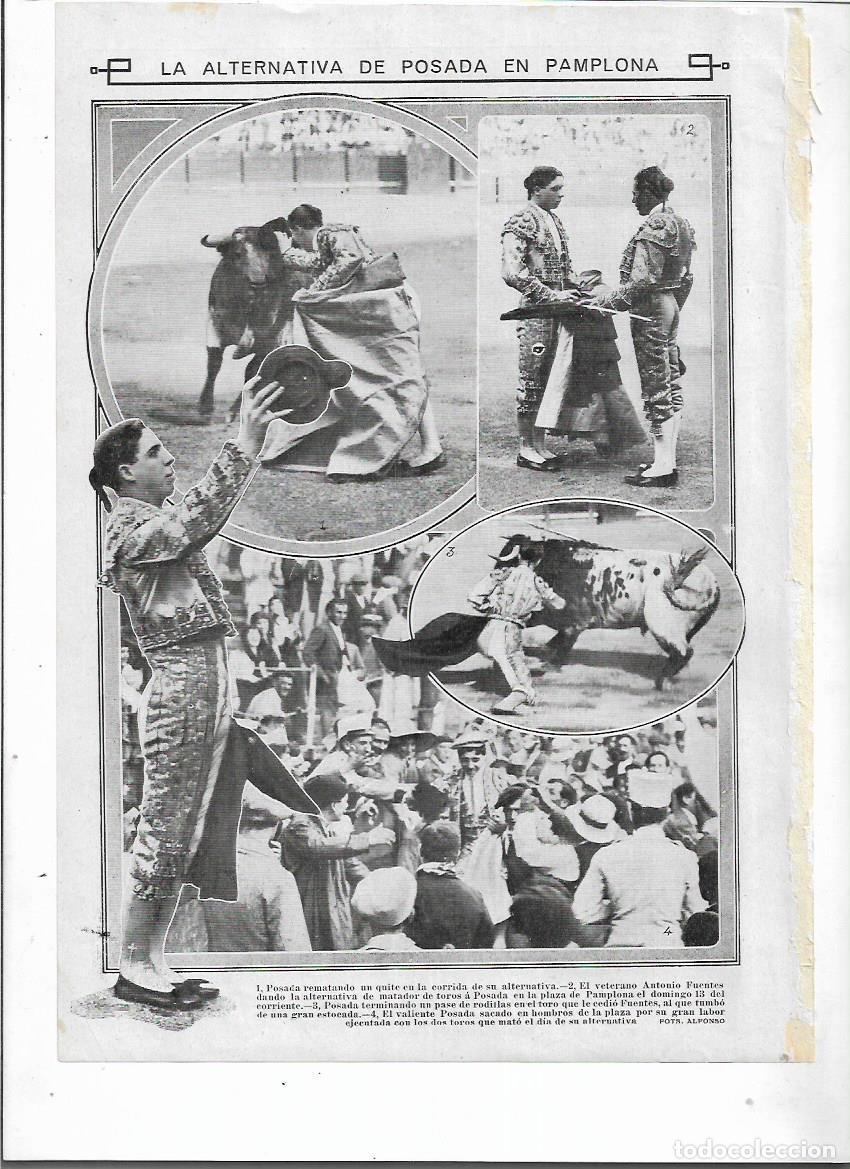 Colecionismo: A&Ntilde;O 1913 RECORTE PRENSA ALTERNATIVA DEL TORERO POSADA EN PAMPLONA CORRIDA TOROS TOREO