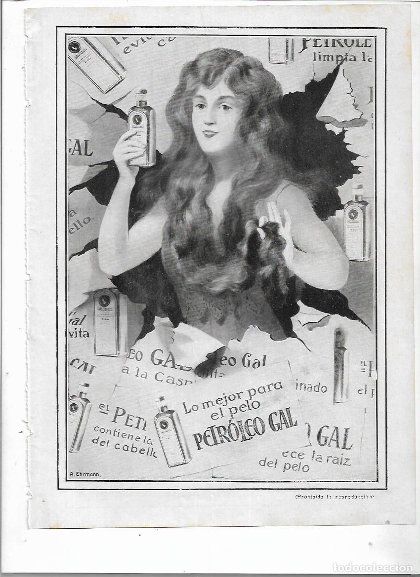 Collectionnisme: A&Ntilde;O 1913 RECORTE PRENSA PUBLICIDAD PETROLEO GAL PARA EL PELO CABELLO PERFUMERIA GAL