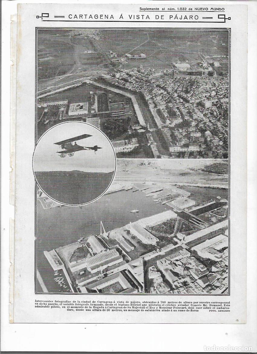 Collectionnisme: A&Ntilde;O 1913 RECORTE PRENSA VISTA AEREA DE CARTAGENA A VISTA DE PAJARO FOTOGRAFIA ARMANDO BIPLANO