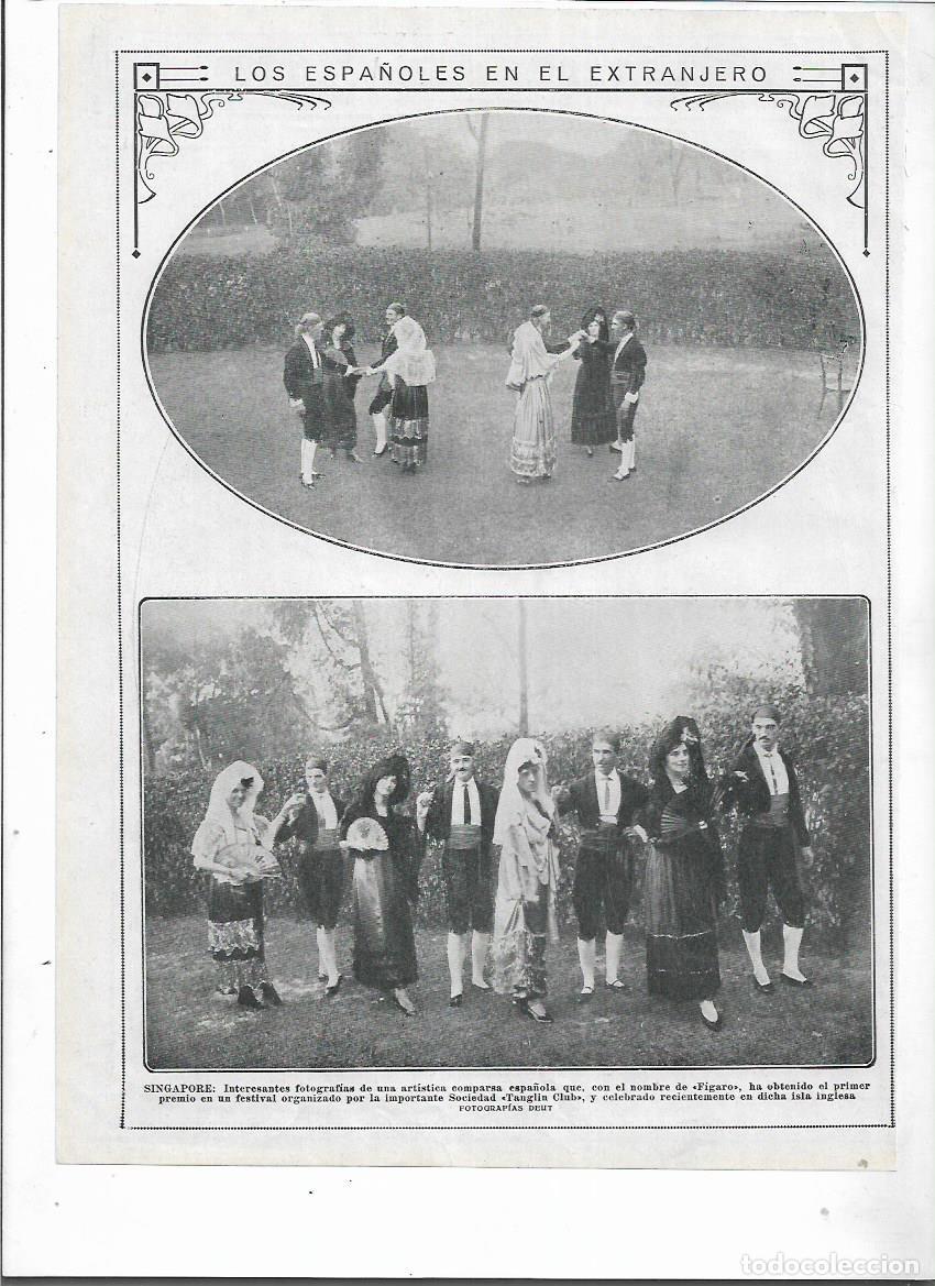 Collectionnisme: A&Ntilde;O 1913 RECORTE PRENSA SINGAPORE COMPARSA ESPA&Ntilde;OLA FIGARO PRIMER PREMIO TANGLIN CLUB TRAJES TIPICOS
