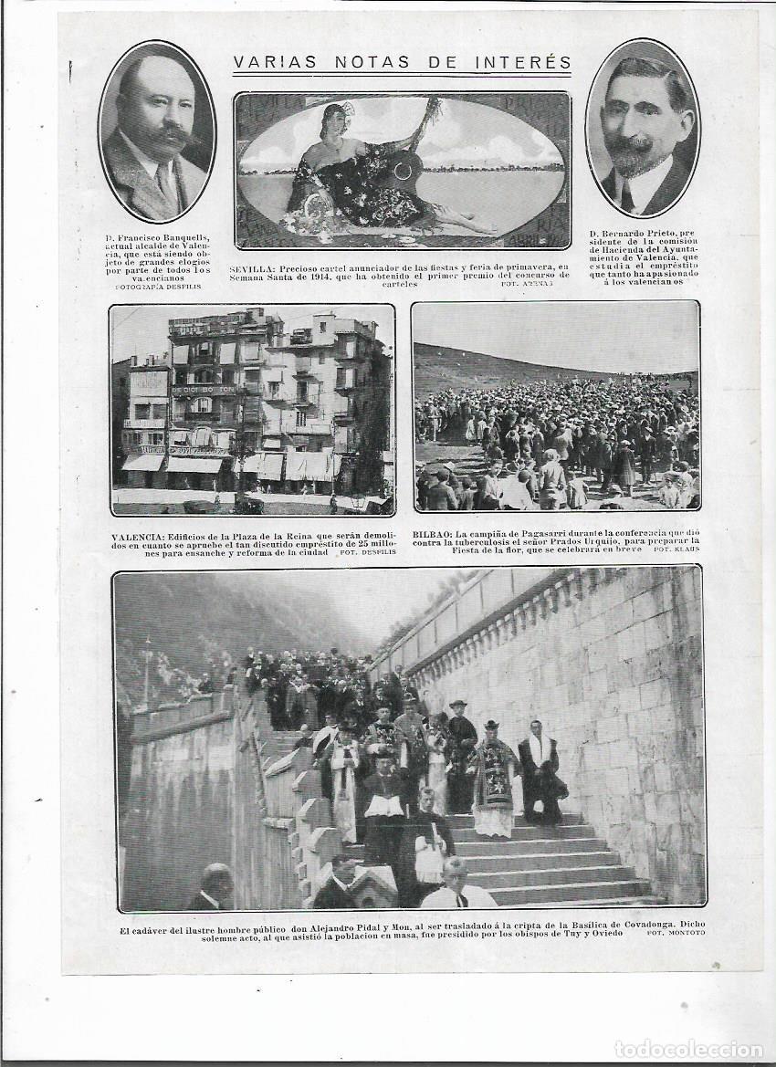 Collectionnisme: A&Ntilde;O 1913 RECORTE PRENSA TRASLADO RESTOS MORTALES ALEJANDRO PIDAL MON A LA CRIPTA BASILICA COVADONGA