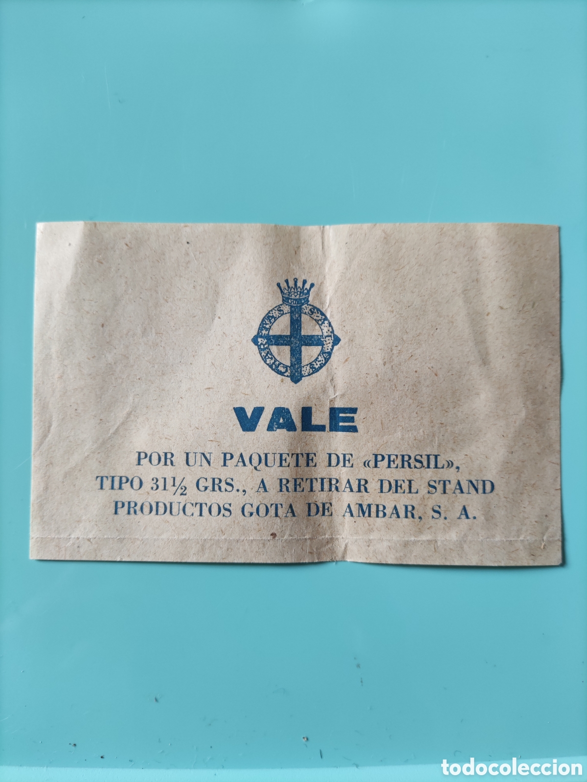Coleccionismo: ANTIGUO Vale por un paquete de PERSIL. Productos Gota de &Aacute;mbar.Pro-HOSPITALES Y BENEFICENCIA. Raro