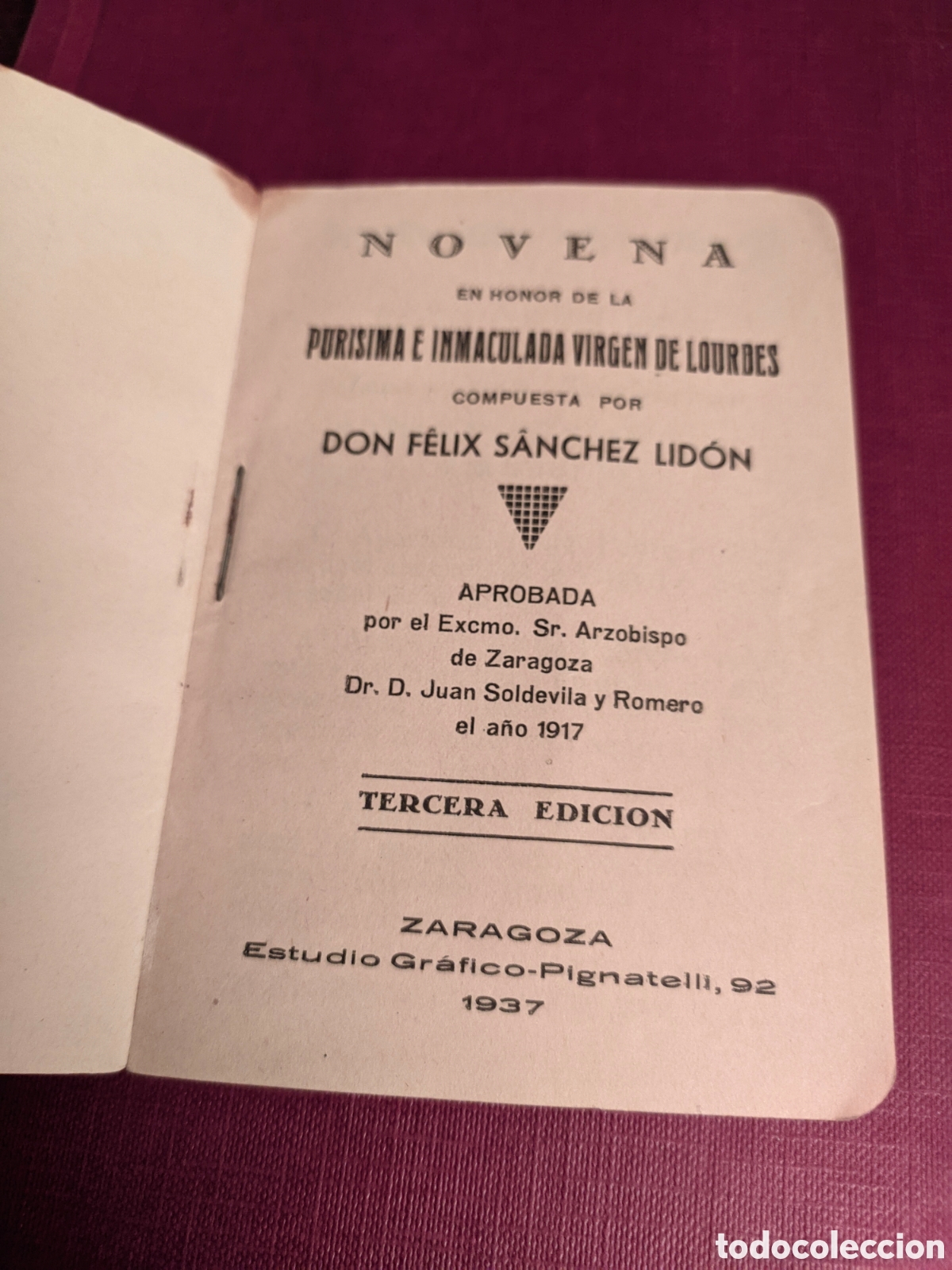 Coleccionismo: Novena virgen Lourdes 1937