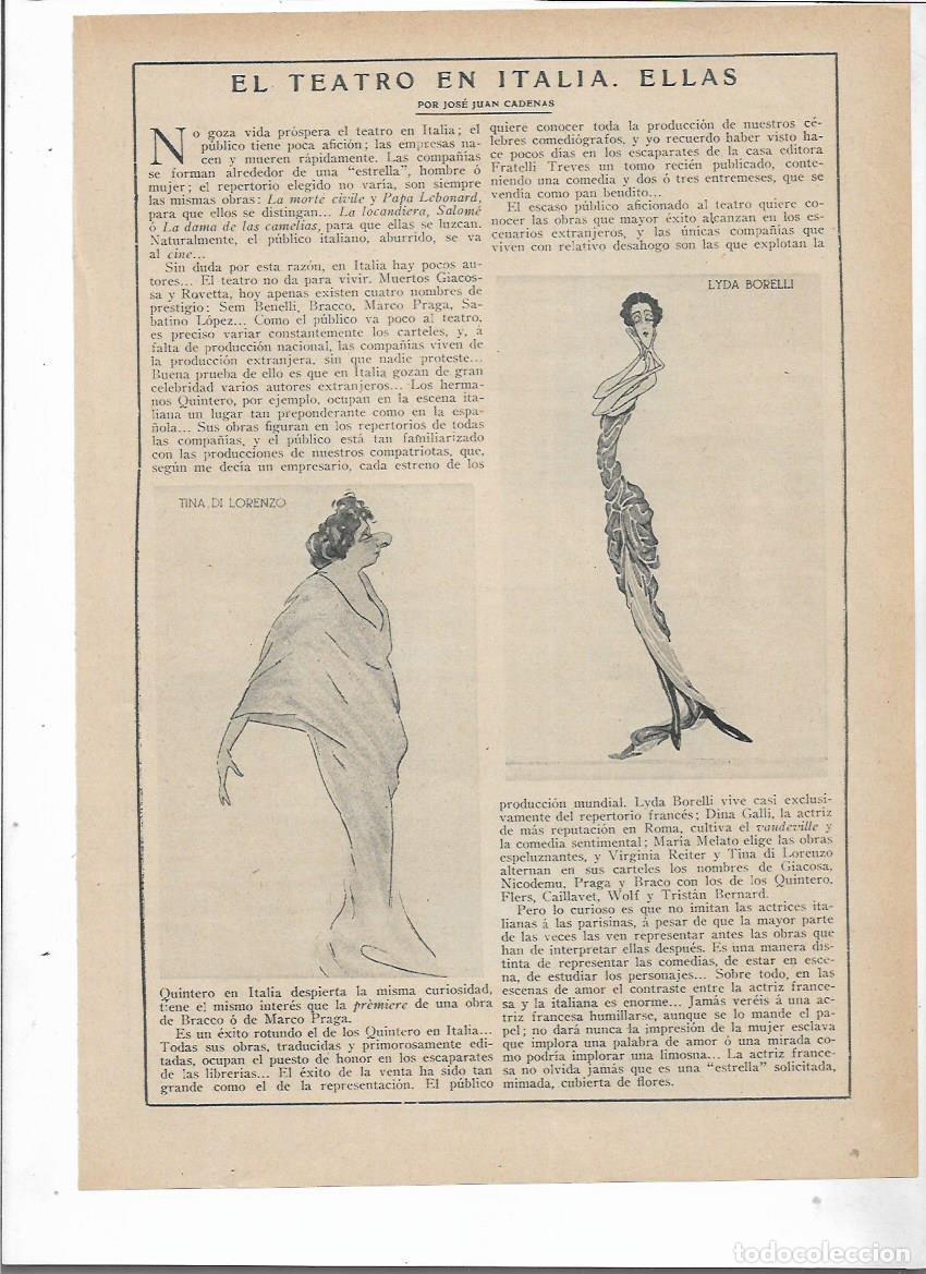 Colecionismo: 1915 ARTISTAS ITALIANA CARICATURA LYDIA BORELLI TINA DI LORENZO DINA GALLI MELATO REITER POR CADENAS