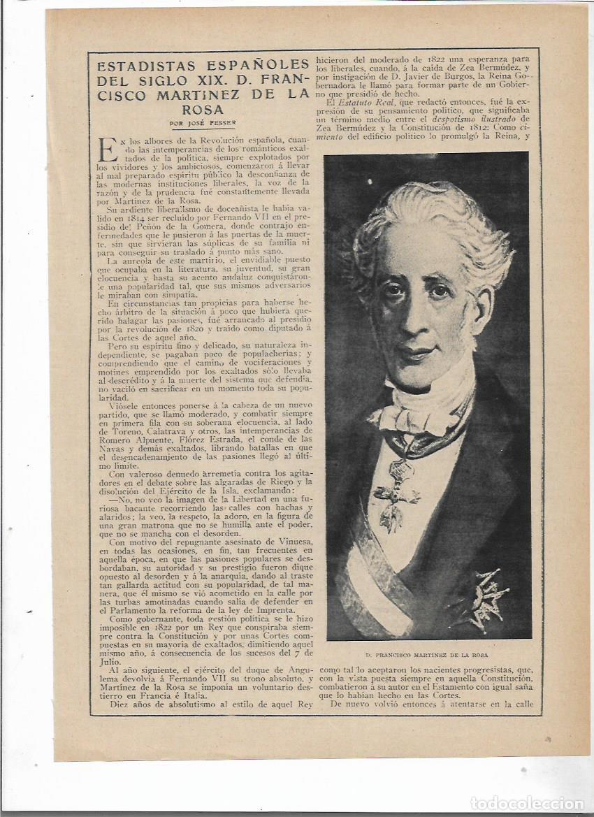 Sammelleidenschaft Papier: A&Ntilde;O 1915 RECORTE PRENSA FRANCISCO MARTINEZ DE LA ROSA ESTADISTA ESPA&Ntilde;OL DEL SIGLO XIX
