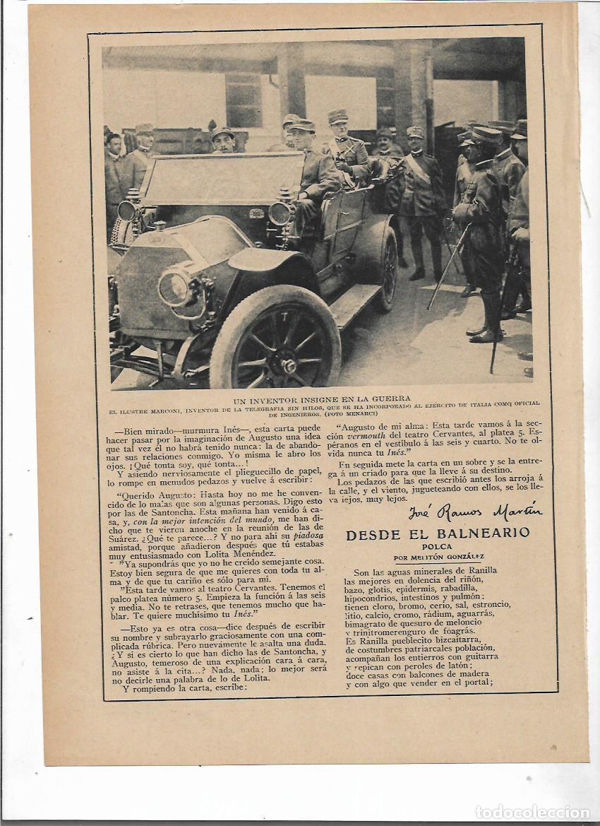 Sammelleidenschaft Papier: A&Ntilde;O 1915 PRIMERA GUERRA MUNDIAL EL INVENTOR MARCONI EN LA GUERRA OFICIAL INGENIEROS EJERCITO ITALIA
