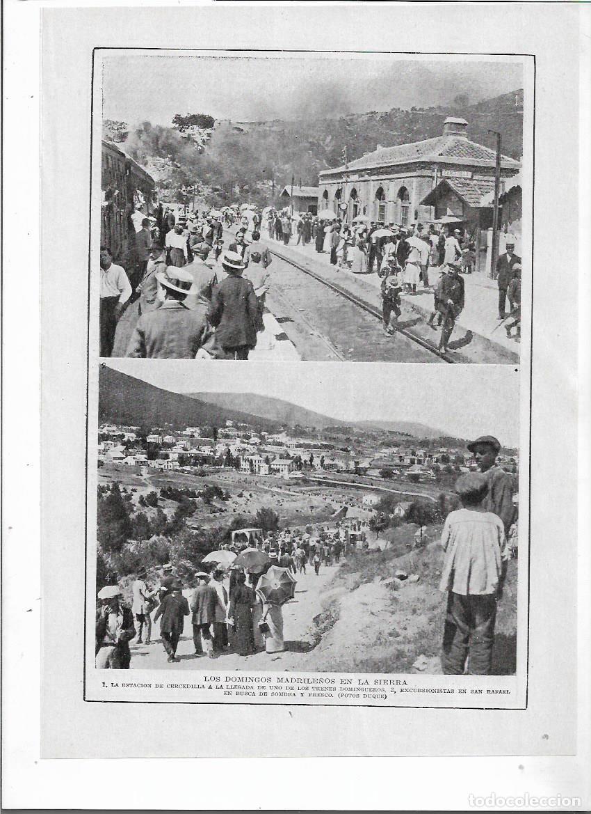 Sammelleidenschaft Papier: A&Ntilde;O 1915 RECORTE PRENSA DOMINGOS MADRILE&Ntilde;OS EN LA SIERRA ESTACION TREN CERCEDILLA SAN RAFAEL