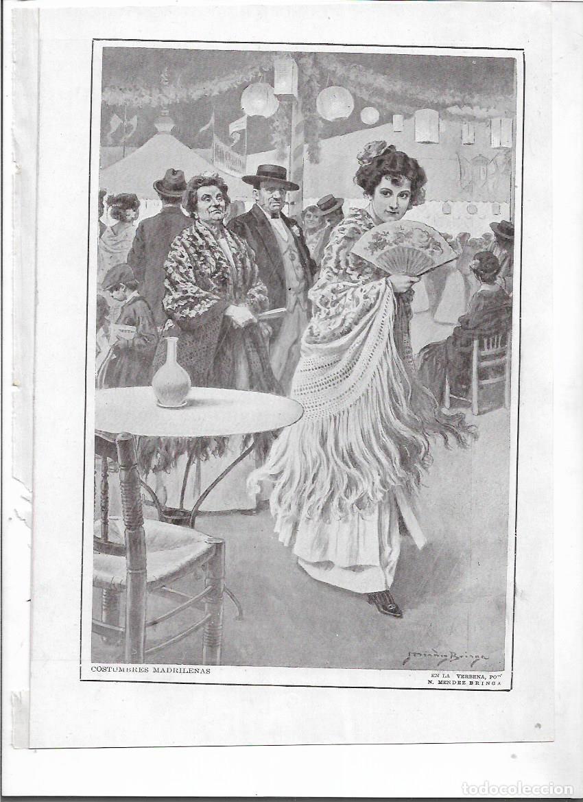 Coleccionismo: A&Ntilde;O 1915 RECORTE PRENSA DIBUJO LAMINA COSTUMBRES MADRILE&Ntilde;AS POR MENDEZ BRINGA EN LA VERBENA