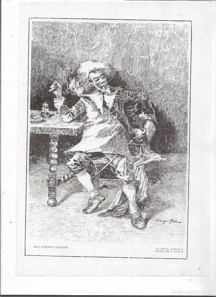 Collectionnisme: A&Ntilde;O 1915 RECORTE PRENSA DIBUJO A PLUMA DE ENRIQUE MARIN LAMINA UN MATON DEL TIEMPO PASADO