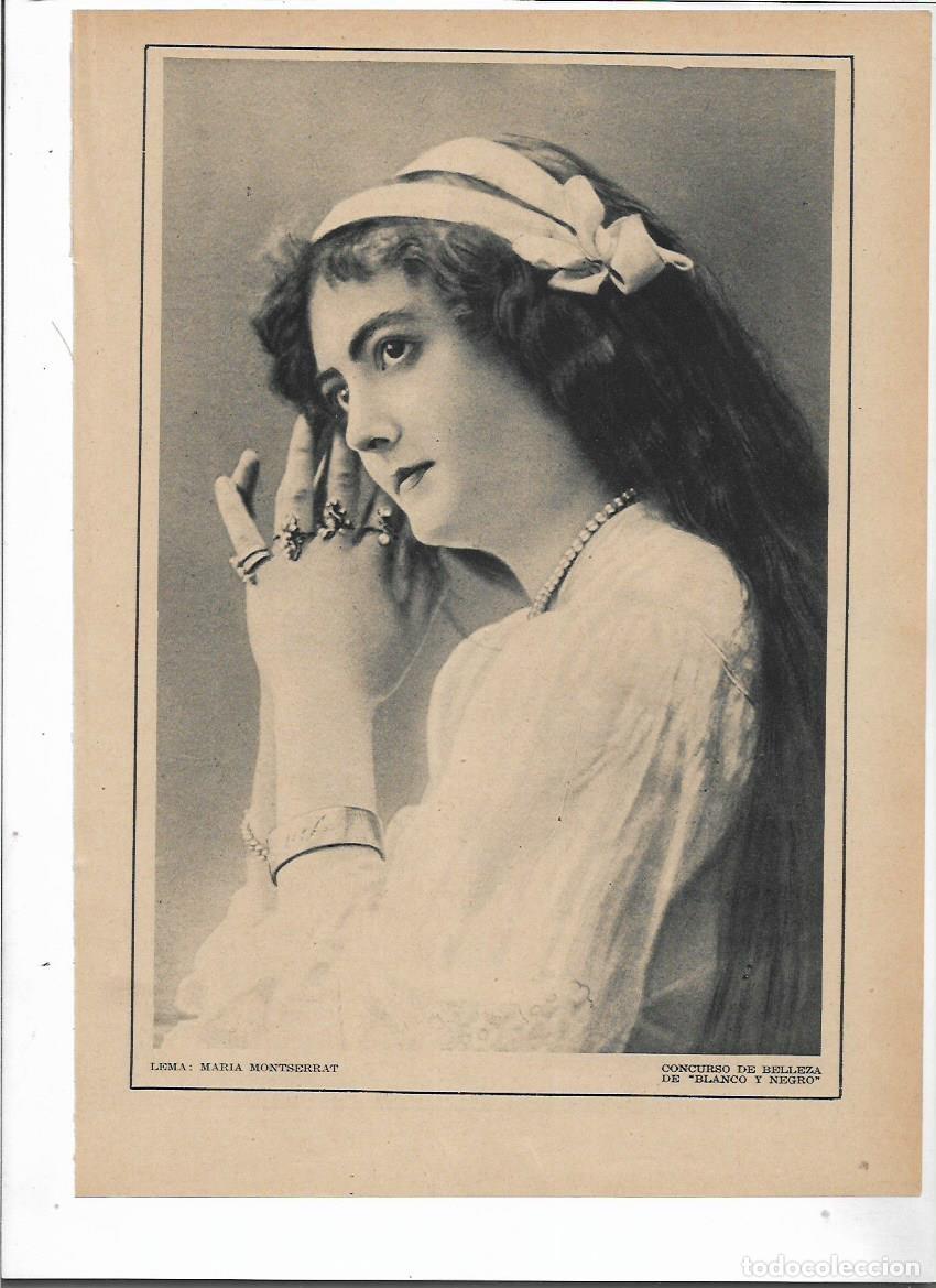 Collezionismo: A&Ntilde;O 1915 RECORTE PRENSA CONCURSO DE BELLEZA FOTOGRAFIA LEMA MARIA MONTSERRAT