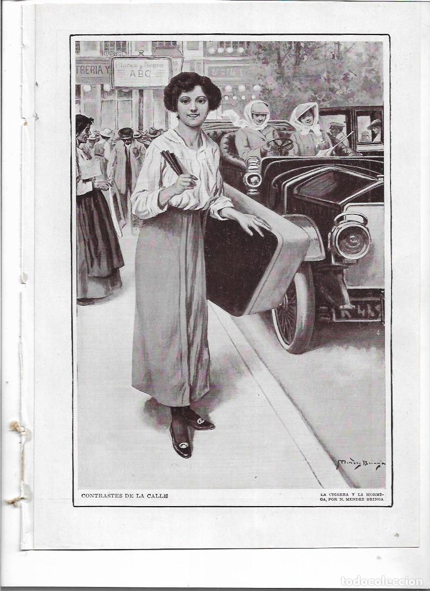 Collectionnisme: A&Ntilde;O 1915 RECORTE PRENSA DIBUJO LAMINA MENDEZ BRINGA CONTRASTES DE LA CALLE LA CIGARRA Y LA HORMIGA