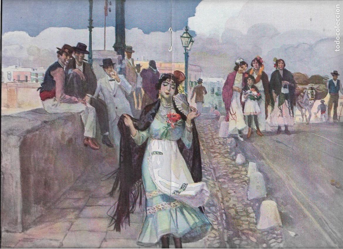 Collectionnisme: A&Ntilde;O 1915 RECORTE PRENSA DIBUJO LAMINA CANTAR ANDALUZ POR HUERTAS NO DERRAMES TANTO VIENTO PIROPO