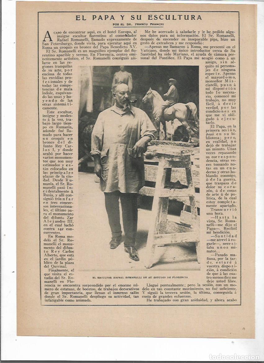 Collectionnisme: A&Ntilde;O 1915 RECORTE PRENSA ESCULTURA DEL PAPA BENEDCITO XV POR ESCULTOR RAFAEL ROMANELLI