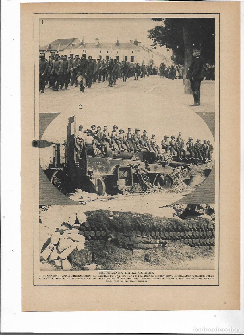 Collectionnisme: 1915 RECORTE PRENSA PRIMERA GUERRA MUNDIAL GENERAL JOFFRE SOLDADOS INGLESES DEPOSITO GRANADAS