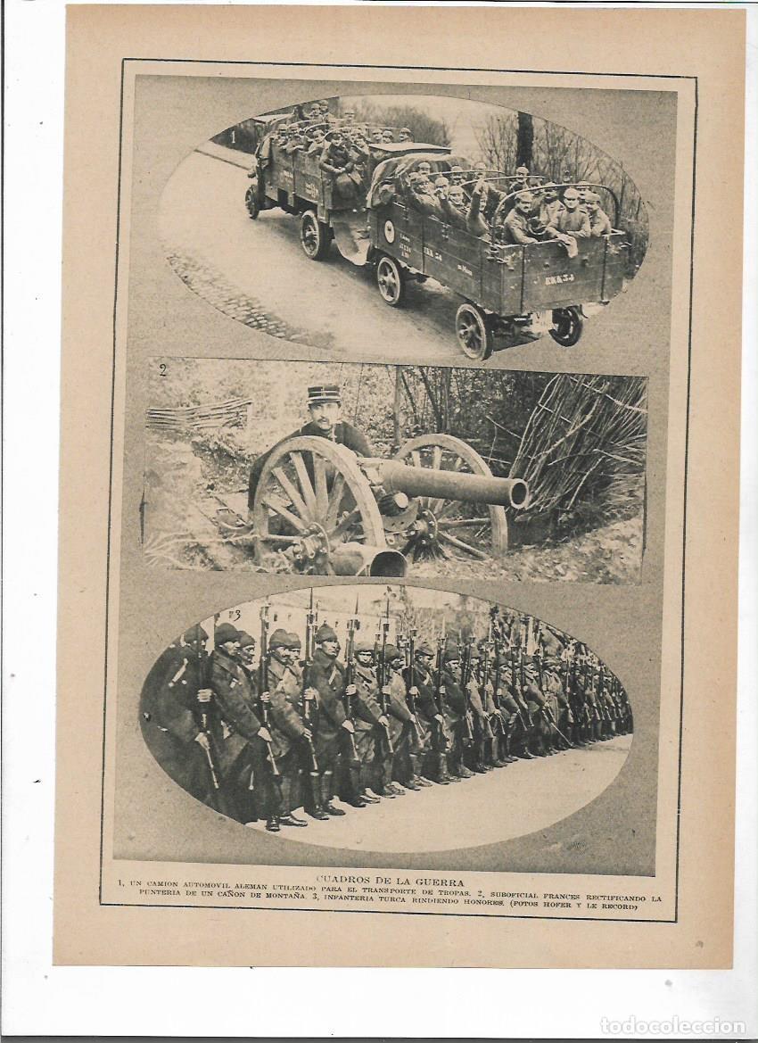 Colecionismo: 1915 RECORTE PRENSA PRIMERA GUERRA MUNDIAL CAMION EJERCITO ALEMAN INFANTERIA TURCA CA&Ntilde;ON