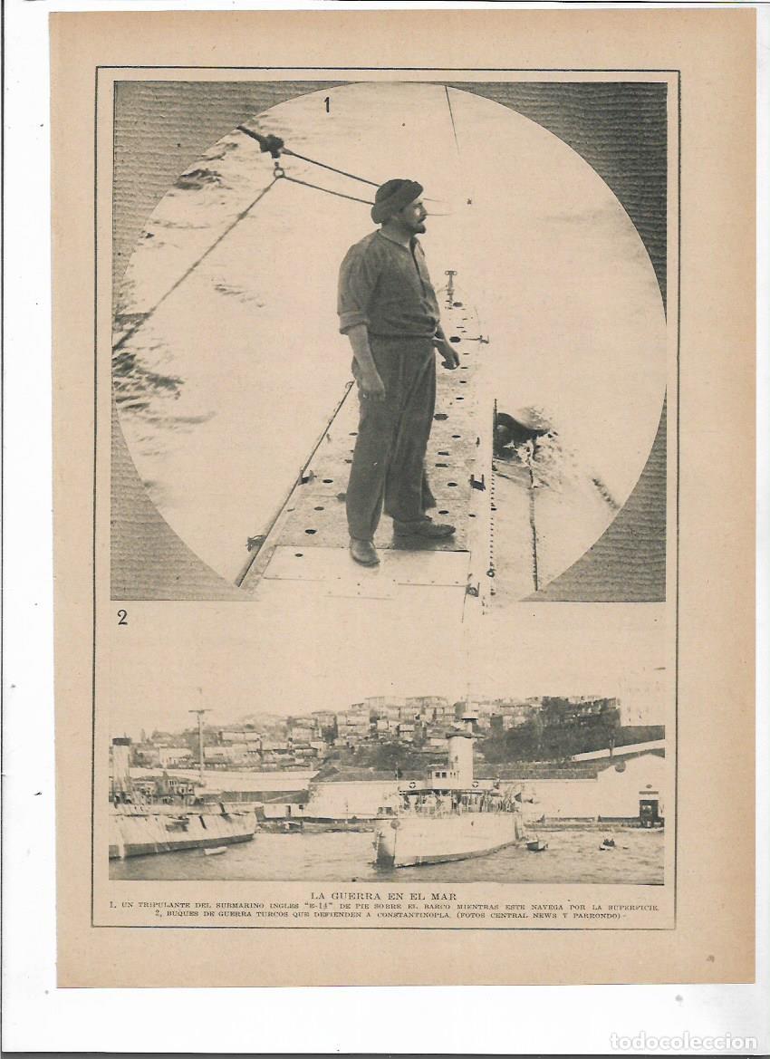 Collectionnisme: 1915 RECORTE PRENSA PRIMERA GUERRA MUNDIAL TRIPULANTE SUBMARINO INGLES E 14 BUQUES CONSTANTINOPLA