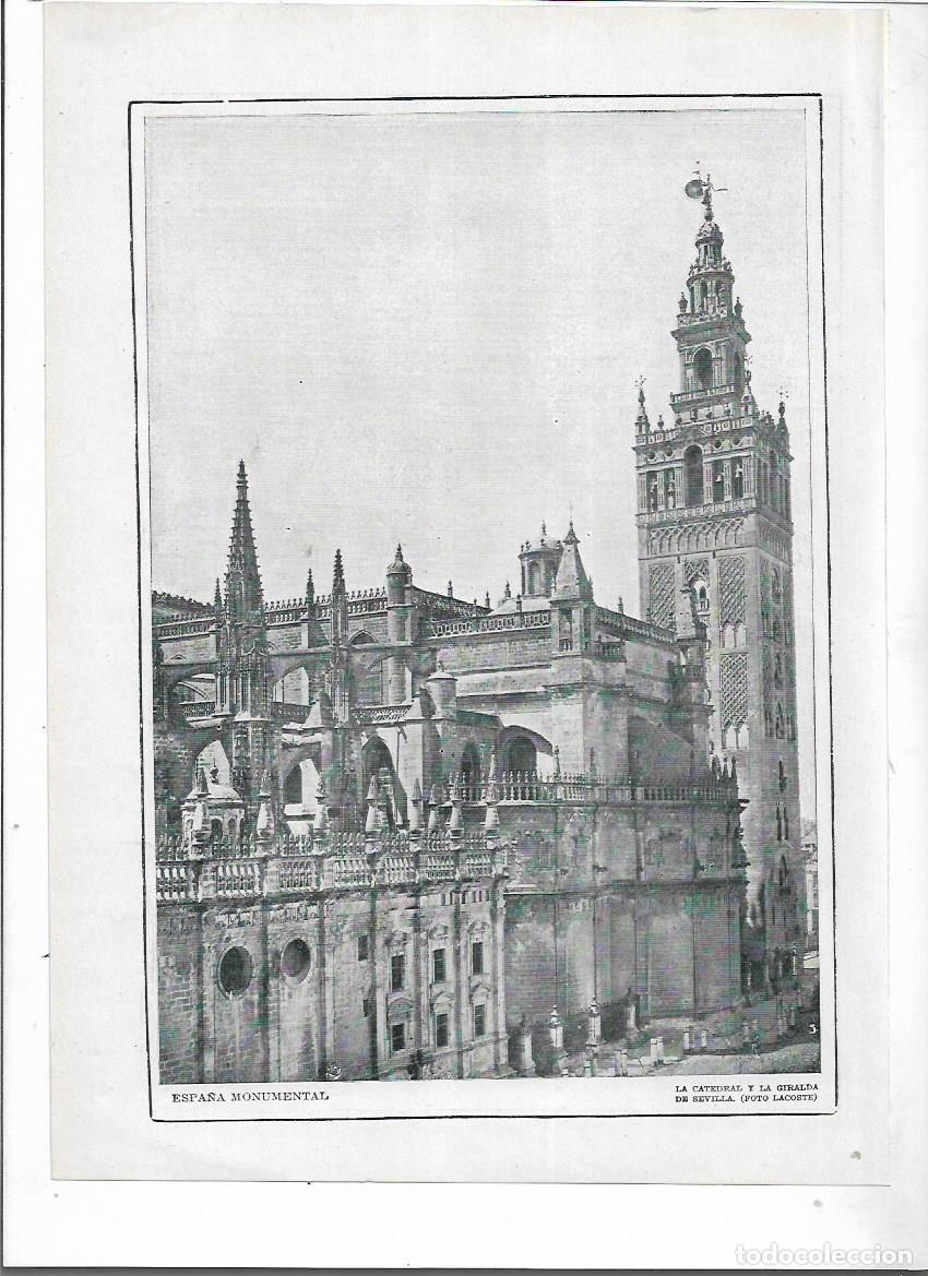 Collectionnisme: A&Ntilde;O 1915 RECORTE PRENSA LAMINA SEVILLA CATEDRAL Y GIRALDA FOTOGRAFIA LACOSTE ESPA&Ntilde;A MONUMENTAL