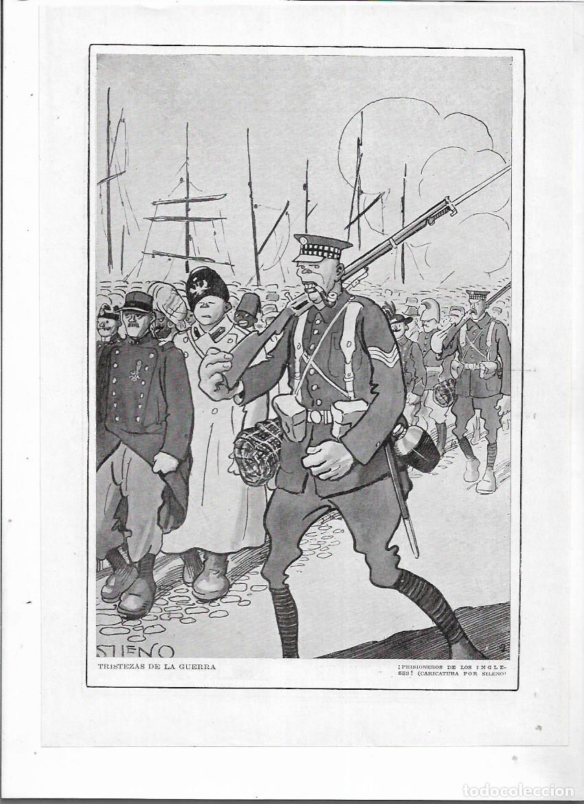 Collecting paper: A&Ntilde;O 1915 RECORTE PRENSA DIBUJO CARICATURA TRISTEZAS DE LA GUERRA PRISIONEROS DE LOS INGLESES SILENO