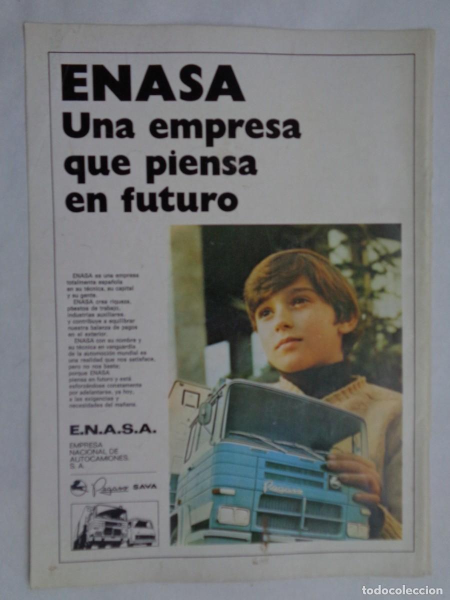 Coleccionismo: HOJA DE REVISTA CON ANUNCIO PUBLICITARIO DE ENASA , CAMIONES PEGASO - SAVA. A&Ntilde;OS 70