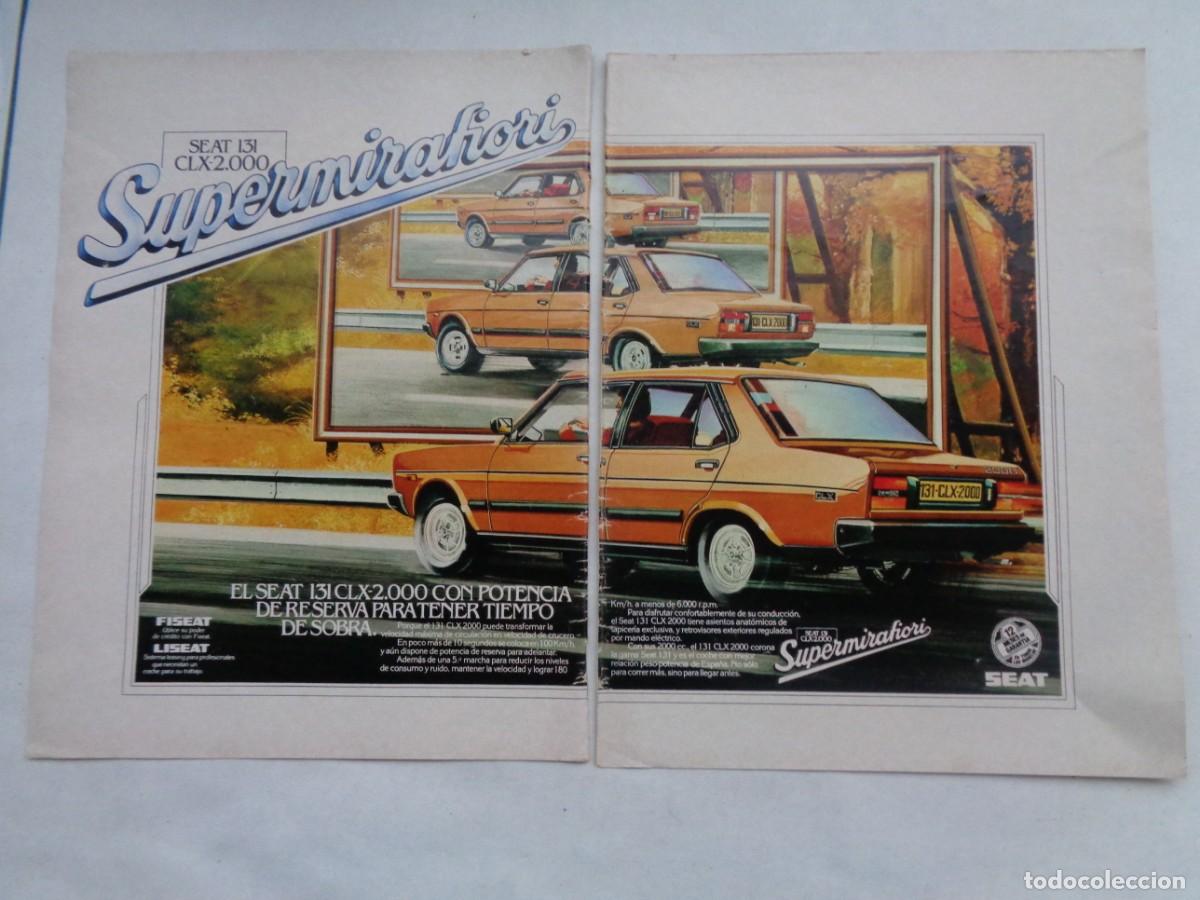 Coleccionismo: LOTE DE 2 HOJAS DE REVISTA CON ANUNCIO PUBLICITARIO DE COCHE SEAT 131 SUPERMIRAFIORI. A&Ntilde;OS 70