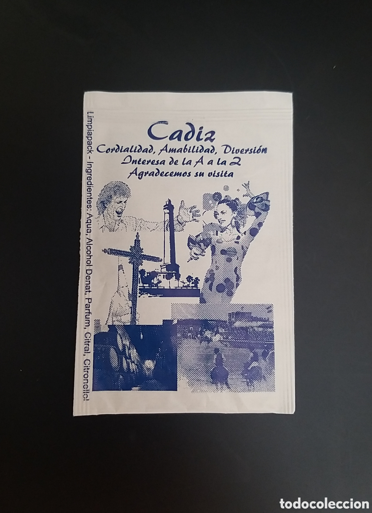 Coleccionismo: SOBRE TOALLITA H&Uacute;MEDA DE MANO C&Aacute;DIZ. Flamenco. Carreras de Caballo. Bodegas...