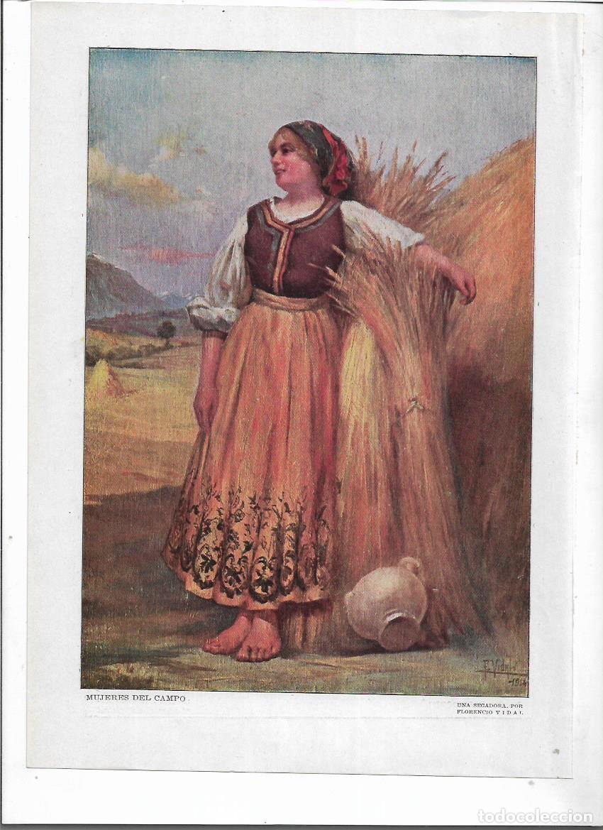 Collectionnisme: A&Ntilde;O 1915 RECORTE PRENSA LAMINA DIBUJO MUJERES DEL CAMPO UNA SEGADORA POR FLORENCIO VIDAL