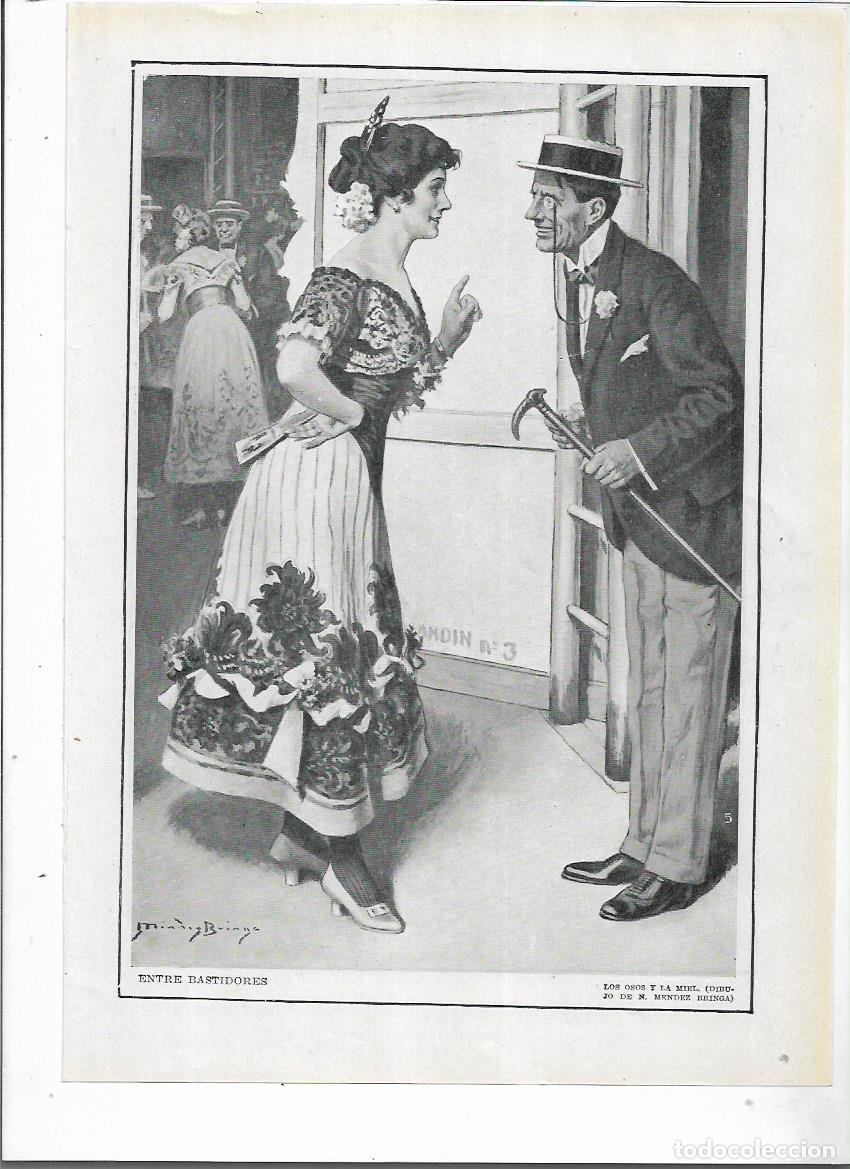 Collectionnisme: A&Ntilde;O 1915 RECORTE PRENSA LAMINA DIBUJO ENTRE BASTIDORES POR MENDEZ BRINGA LOS OSOS Y LA MIEL