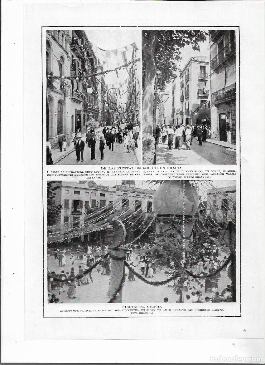 Collezionismo: 1915 RECORTE PRENSA BARCELONA FIESTAS DE GRACIA ADORNOS CALLES BONAVISTA PLA&Ccedil;A DEL DIAMANT DEL SOL