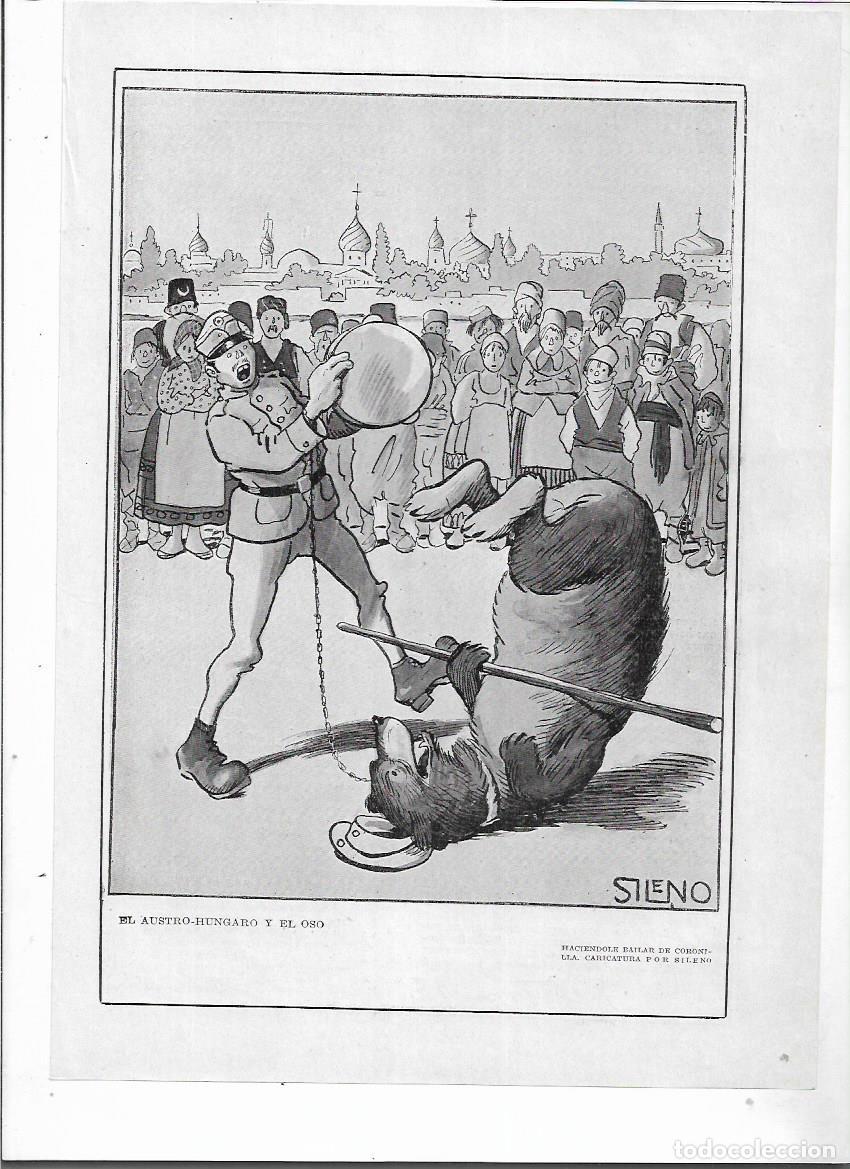 Collectionnisme: A&Ntilde;O 1915 RECORTE PRENSA DIBUJO CARICATURA GUERRA LAMINA SILENO EL AUSTRO HUNGARO Y EL OSO