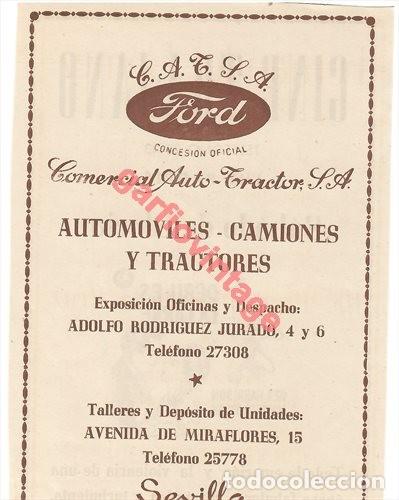 Coleccionismo: SEVILLA, 1949, RETAL DE PUBLICACI&Oacute;N, PUBLICIDAD COMERCIAL AUTO-TRACTOR S.A.