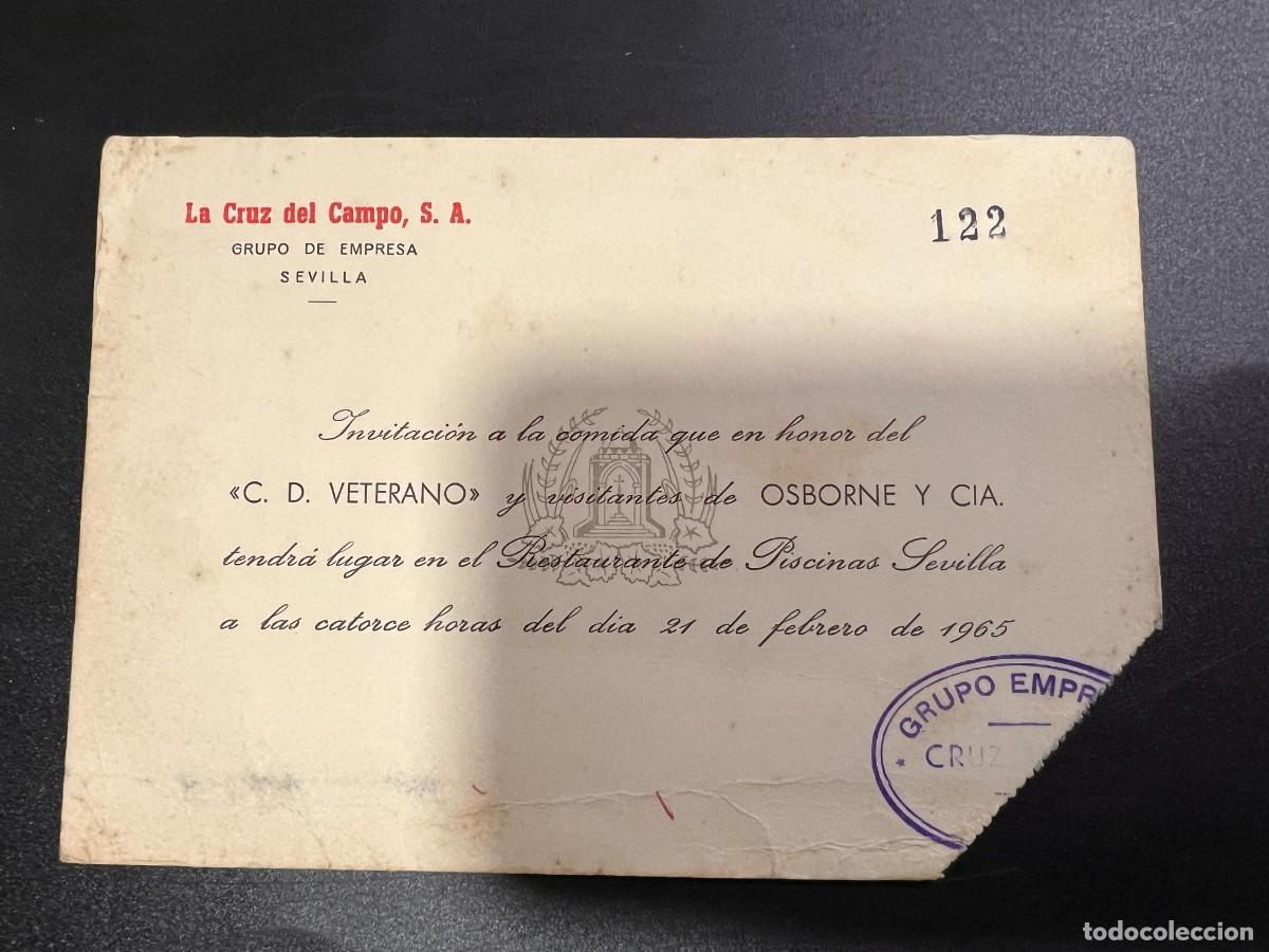 Coleccionismo: INVITACI&Oacute;N A COMIDA GRUPO EMPRESA LA CRUZ DEL CAMPO. SEVILLA, 1965.