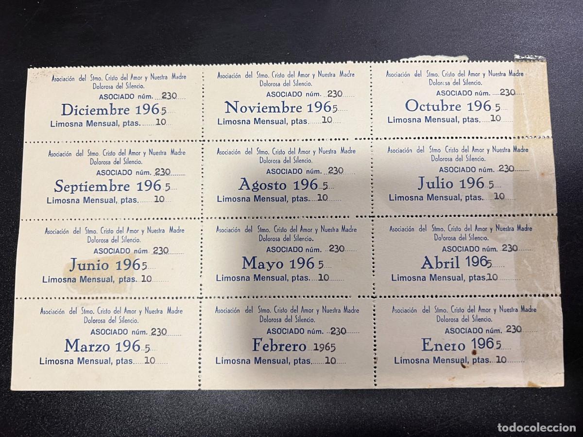 Coleccionismo: PTO. STA. MARIA,1965.ASOCIACION CRISTO DEL AMOR Y NTRA. DOLOROSA DEL SILENCIO.RECIBO LIMOSNA MENSUAL