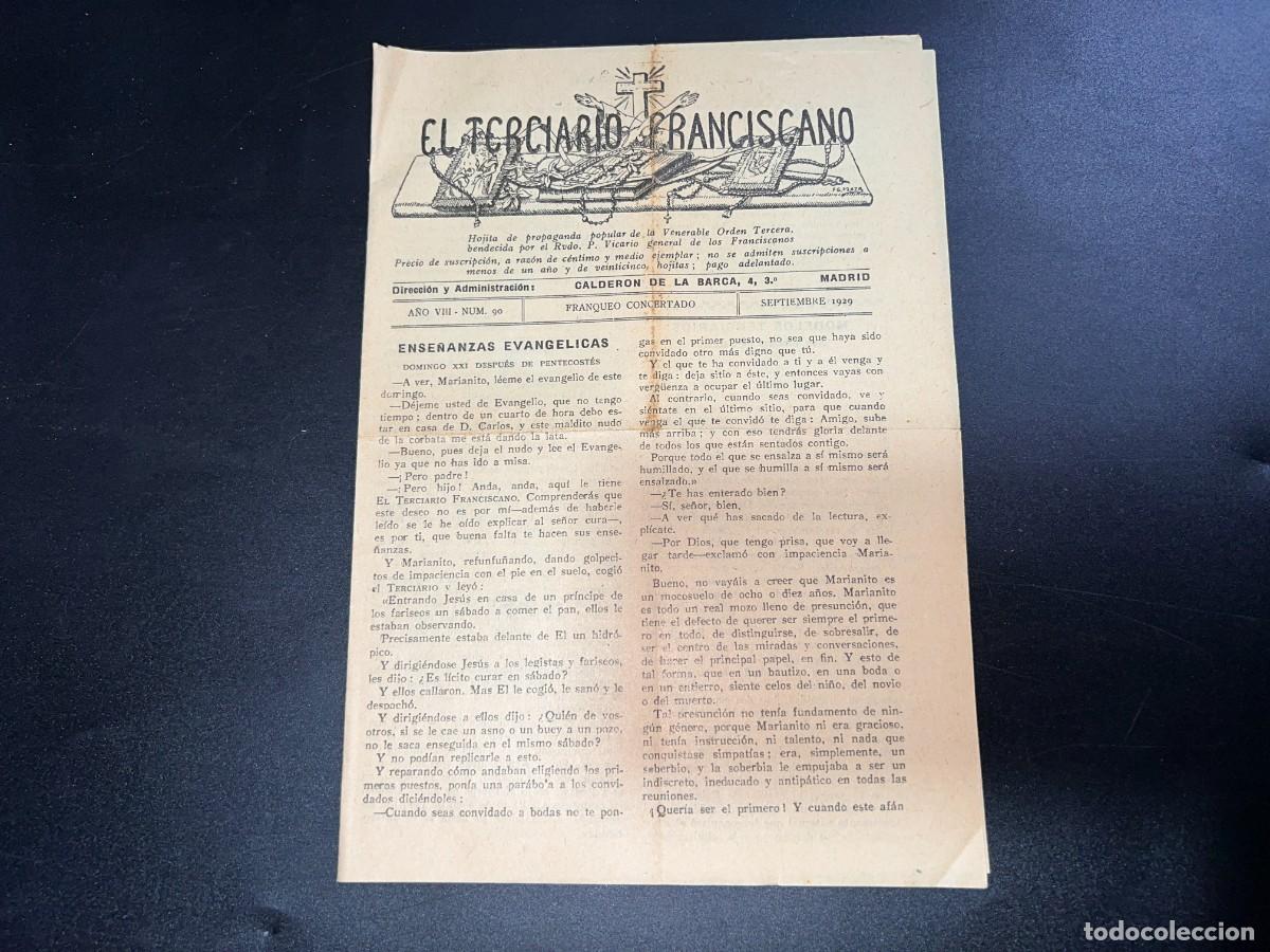 Coleccionismo: EL TERCIARIO FRANCISCANO. A&Ntilde;O VIII. N&ordm; 90. SEPTIEMBRE, 1929. MADRID.
