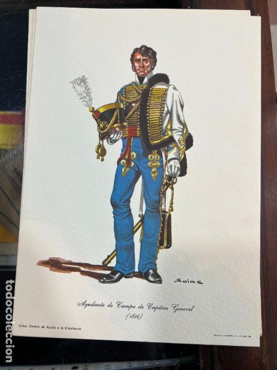 Coleccionismo: L&Aacute;MINA SALAS - AYUDANTE DE CAMPO DE CAPIT&Aacute;N GENERAL (1816) - MEDIDA 24X17 CM