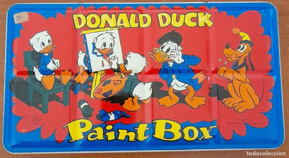 Coleccionismo: ESTUCHE ESCOLAR DE ACUARELAS PAGE LONDON, DONALD DUCK DISNEY, DE LATA
