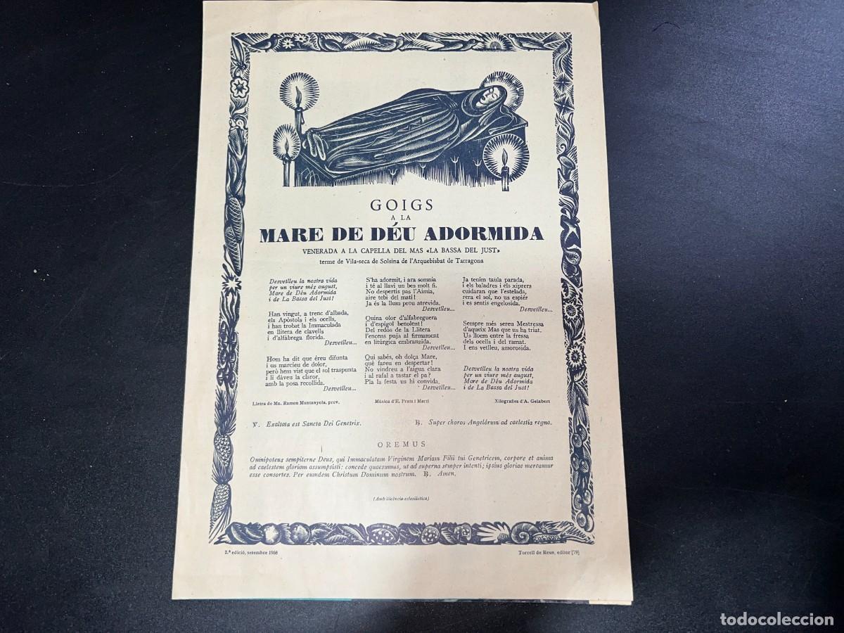 Sammelleidenschaft Papier: GOIGS A LA MARE DE DEU ADORMIDA. TORREL DE REUS ED. 1958.