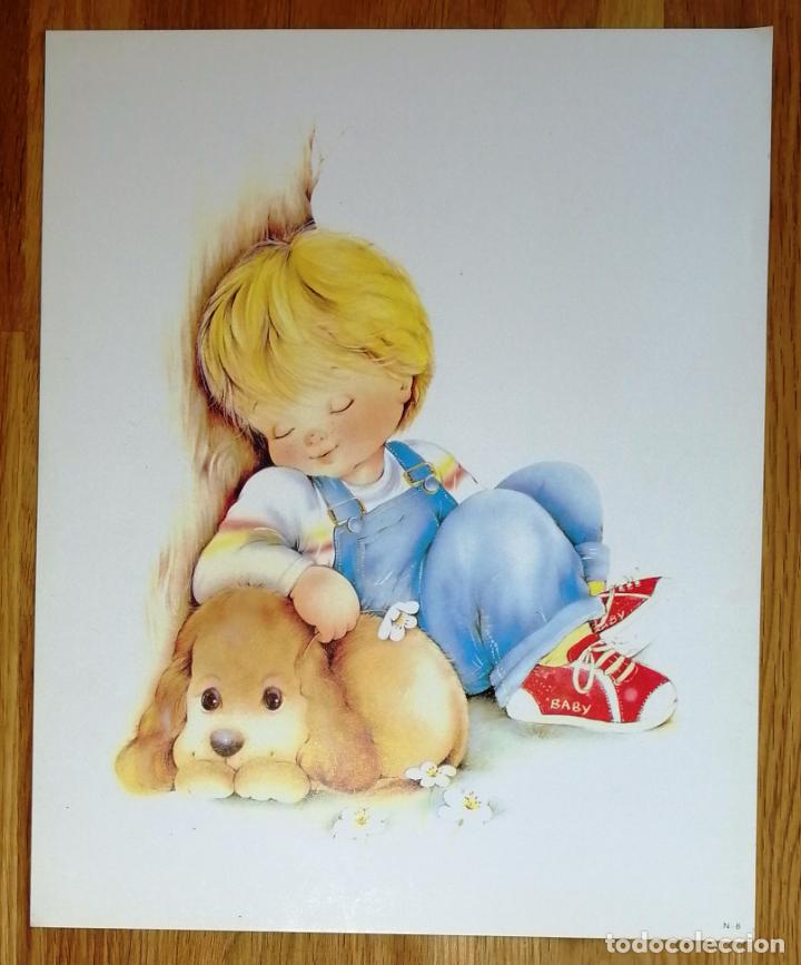 Collezionismo: L&Aacute;MINA. N&ordm; 8 : Ni&ntilde;o durmiendo con perro, zapatillas rojas, baby, flores, siesta. - 1990?