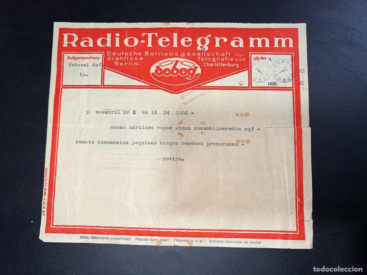 Sammelleidenschaft Papier: RADIO-TELEGRAMM. RADIO TELEGRAMA EN ALEM&Aacute;N. A&Ntilde;O 1930. VER