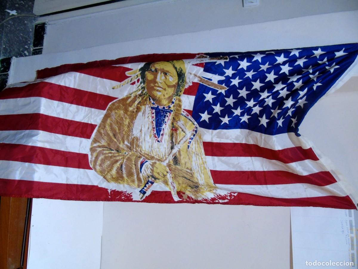 Coleccionismo: BANDERA AMERICANA CON INDIO - Foto 2