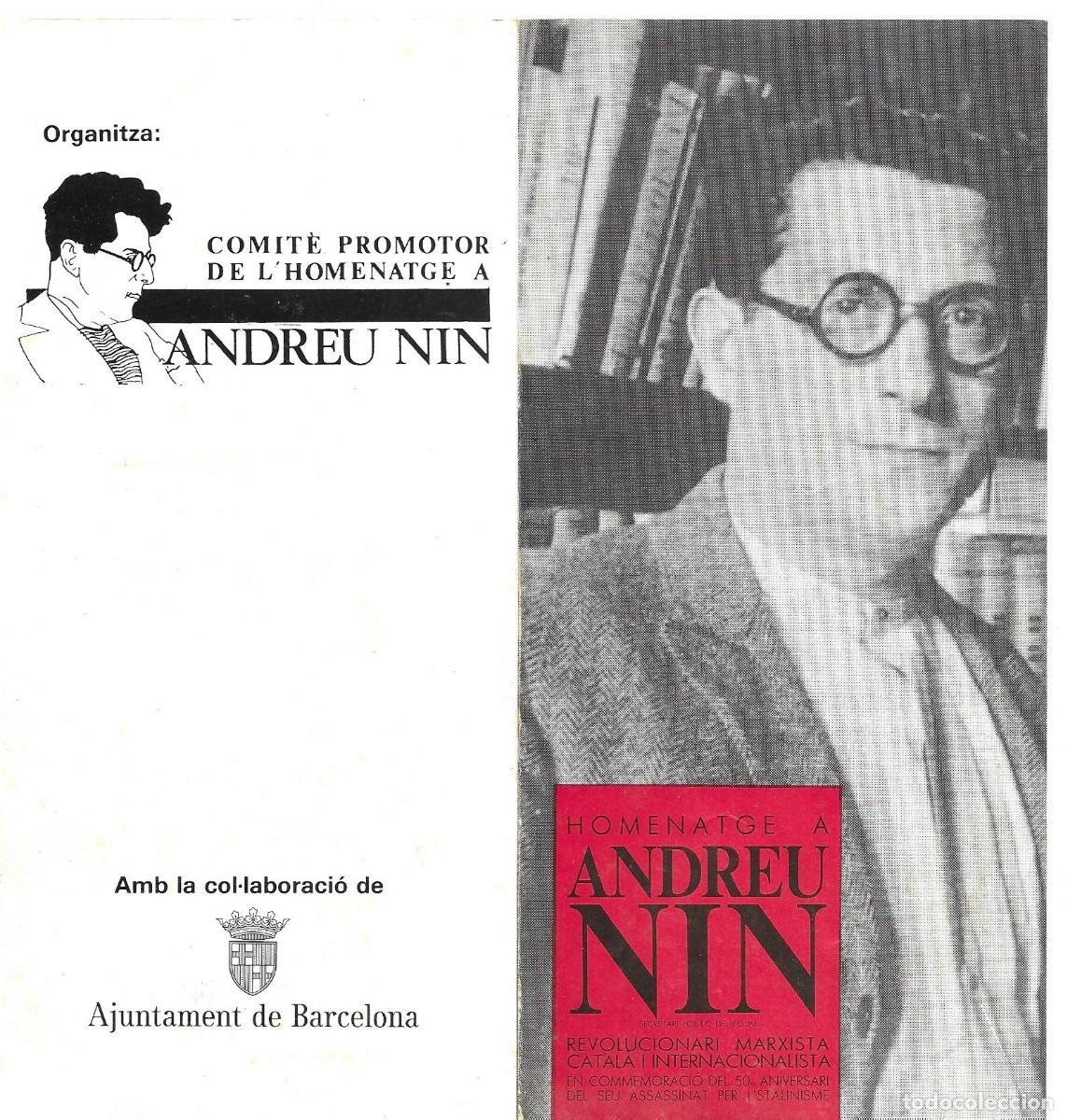 Coleccionismo: Homenatge a Andreu NIN D&iacute;ptic de l'exposici&oacute; (Barcelona 1987)