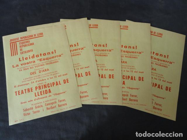 Coleccionismo: 5 PROGRAMAS CARTELES - ESQUERRA REPUBLICANA DE CATALUNYA - LLEIDA. A&Ntilde;O 1977.