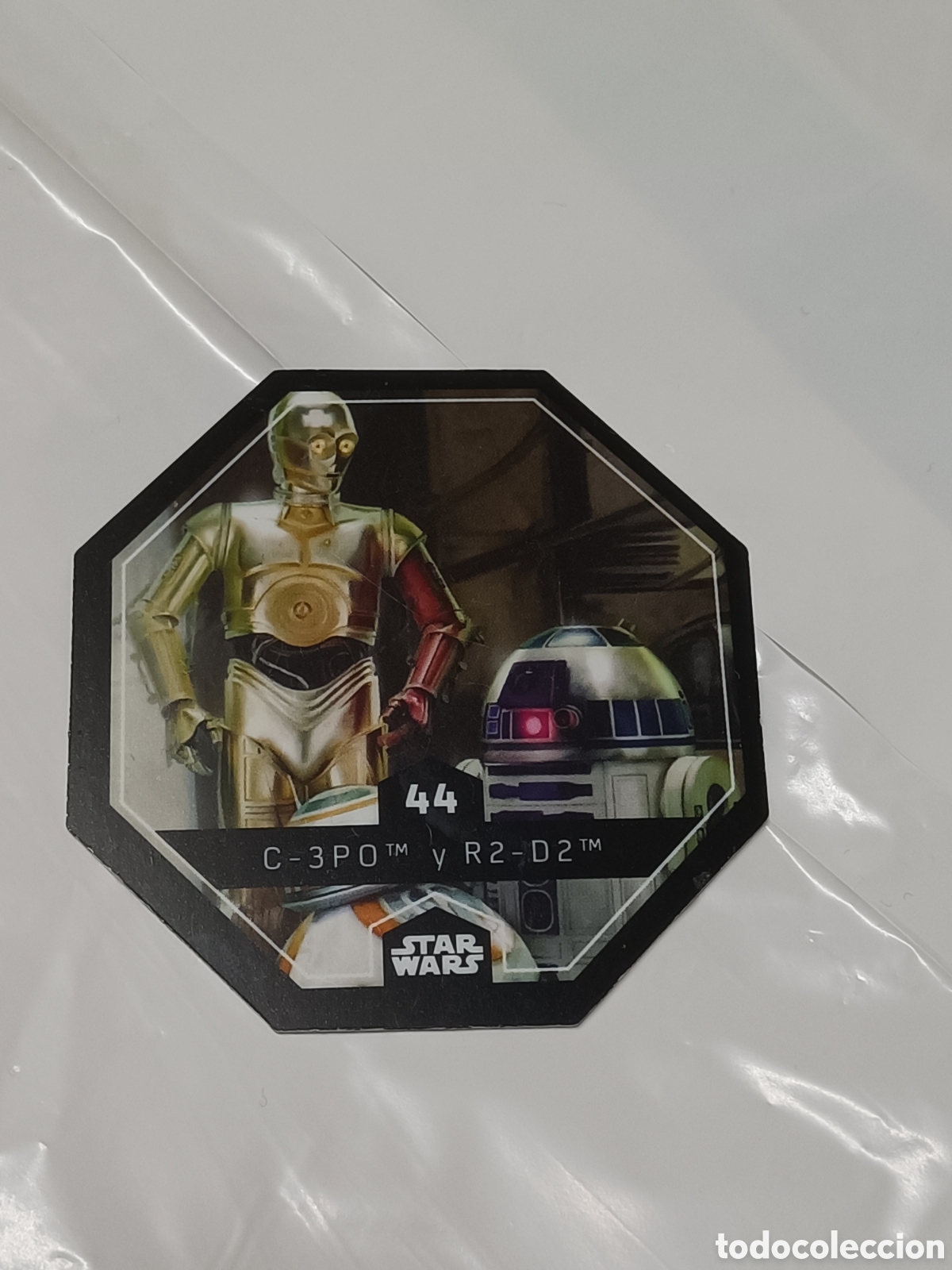 Coleccionismo: Tazo octogonal STAR WARS n&uacute;mero 44 C-3PO y R2-D2