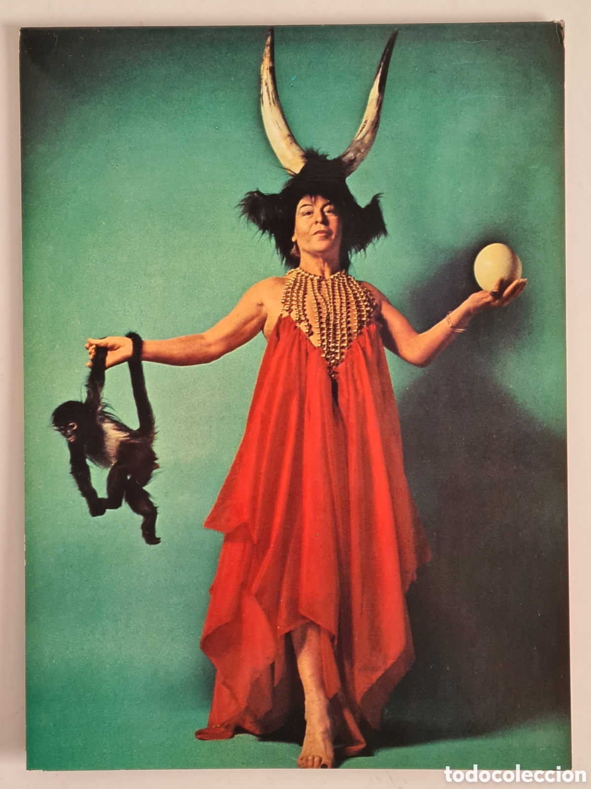 Coleccionismo: &Aacute;ngel Pavlovsky Felicitaci&oacute;n A&ntilde;o Nuevo 1975 Mono Cuernos y Huevo - Transformismo Queer Actor Actriz