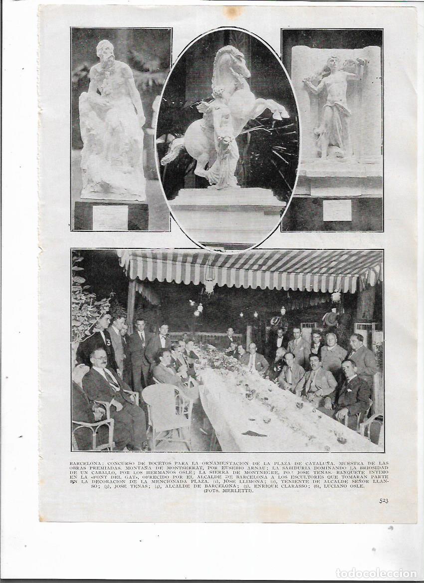 Collecting paper: A&Ntilde;O 1927 BARCELONA CONCURSO ESCULTURA PARA PLAZA CATALU&Ntilde;A BANQUETE EN LA FONT DEL GAT LLIMONA OSLE