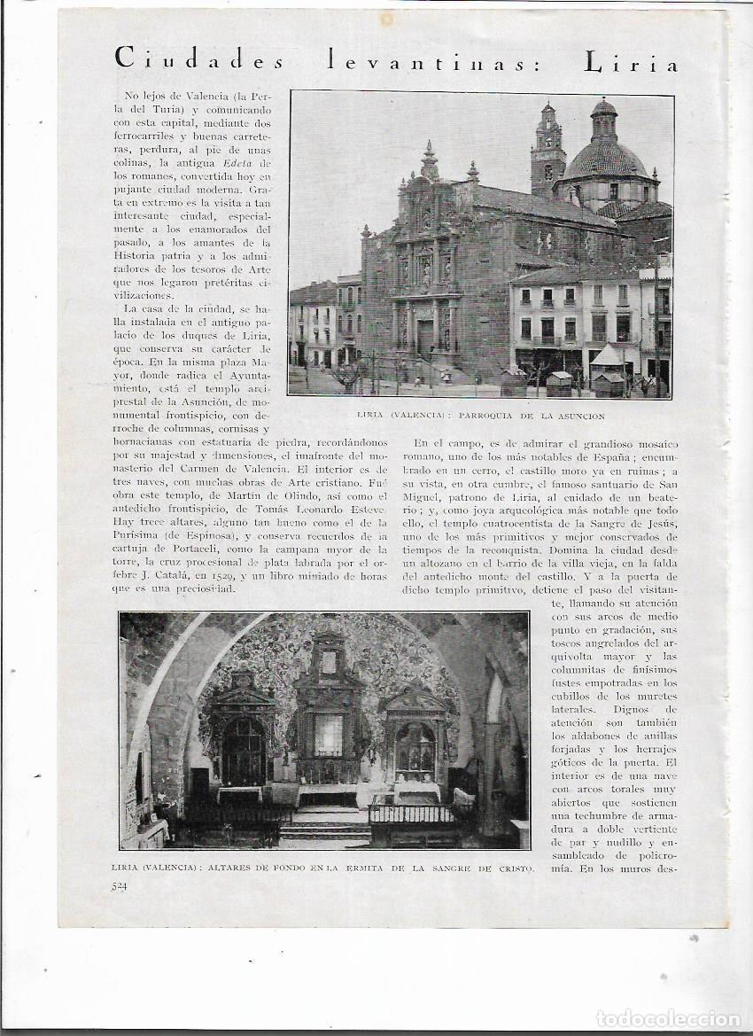 Collecting paper: A&Ntilde;O 1927 RECORTE PRENSA LIRIA VALENCIA IGLESIA LA ASUNCION MOSAICO ROMANO ERMITA SANGRE DE CRISTO
