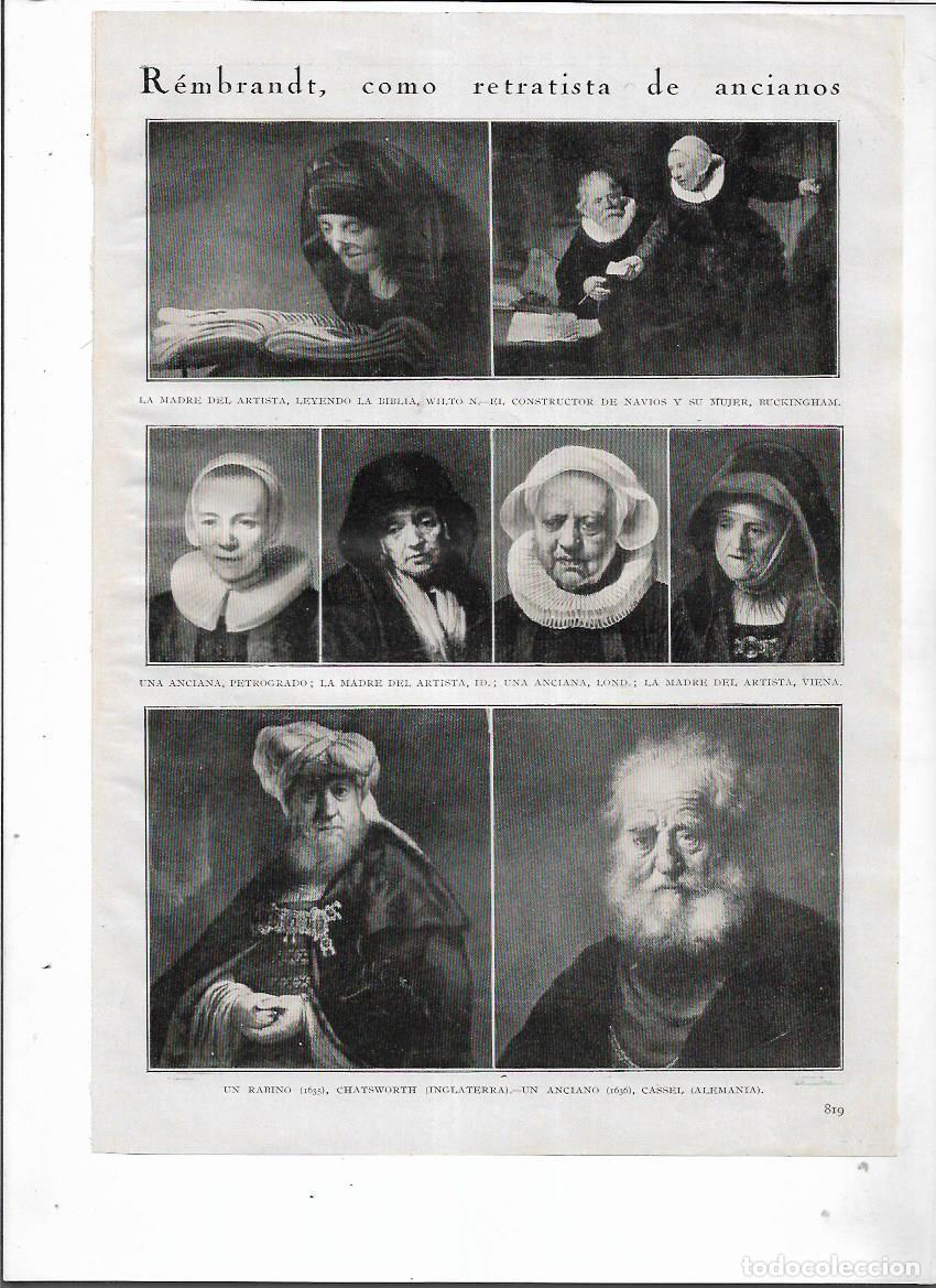 Collecting paper: A&Ntilde;O 1927 RECORTE PRENSA PINTURA REMBRANDT RETRISTA DE ANCIANOS