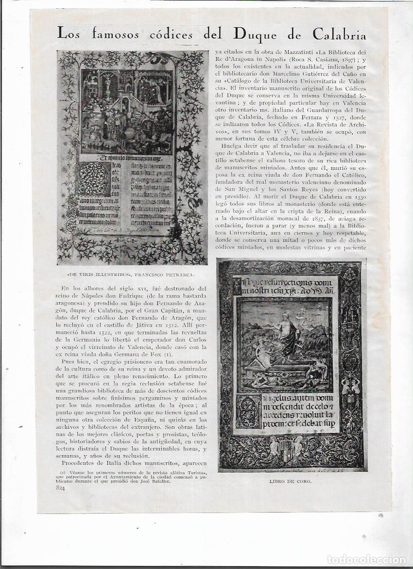 Colecionismo: A&Ntilde;O 1927 RECORTE PRENSA LOS FAMOSOS CODICES DEL DUQUE DE CALABRIA