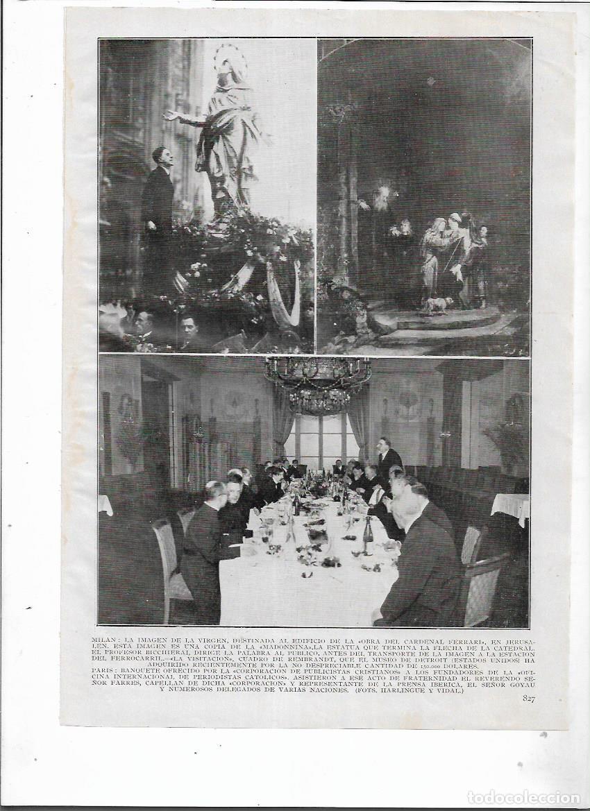 Sammelleidenschaft Papier: A&Ntilde;O 1927 RECORTE PRENSA MILAN IMAGEN VIRGEN LA MADONNINA EDIFICIO OBRA DEL CARDENAL FERRARI