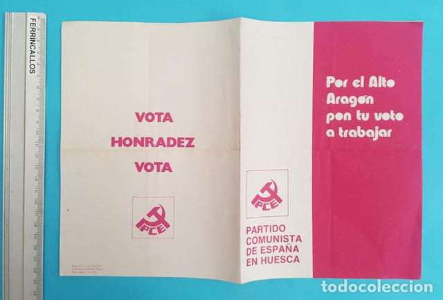Collezionismo: DIPTICO PROPAGANDA ELECTORAL PCE HUESCA 1979, PARTIDO COMUNISTA DE ESPA&Ntilde;A, ALTO ARAG&Oacute;N