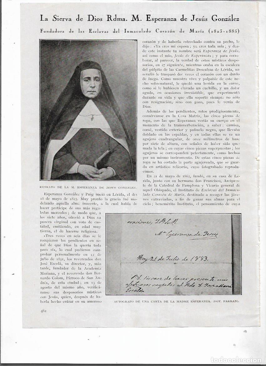 Sammelleidenschaft Papier: A&Ntilde;O 1927 LLEIDA LERIDA MADRE ESPERANZA DE JESUS GONZALEZ FUNDADORA ESCLAVAS INMACULADO CORAZON MARIA